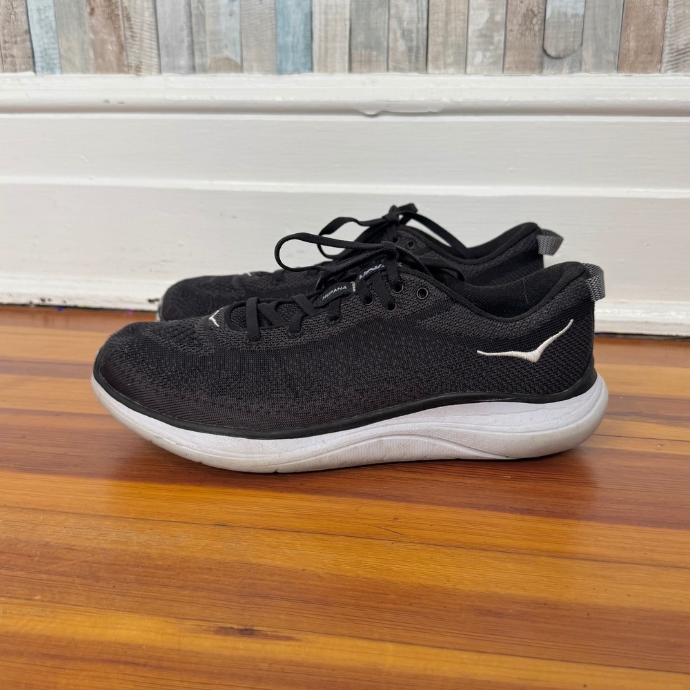 Hoka One Hupana Flow Womens 8.5 Wide Black White Running Walking‎ Shoes Sneakers